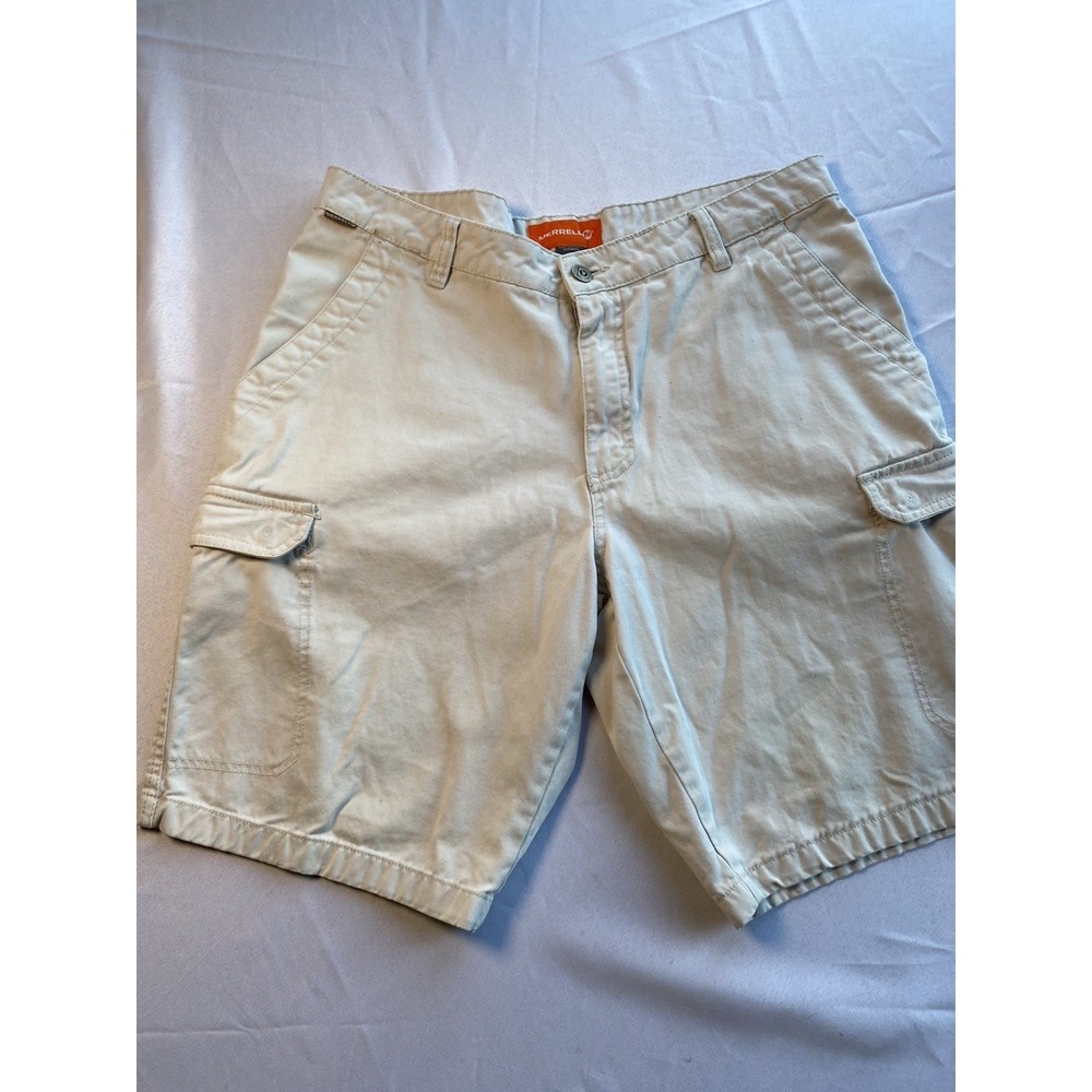 Merrell Cargo Shorts Beige Men's Cotton Pockets Button Flat Front Casual